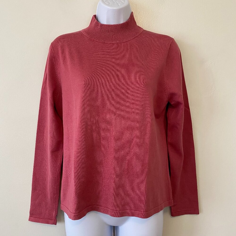 Pendleton Pink Long Sleeve Pullover Mock Neck Top Womens Medium Silk Blend